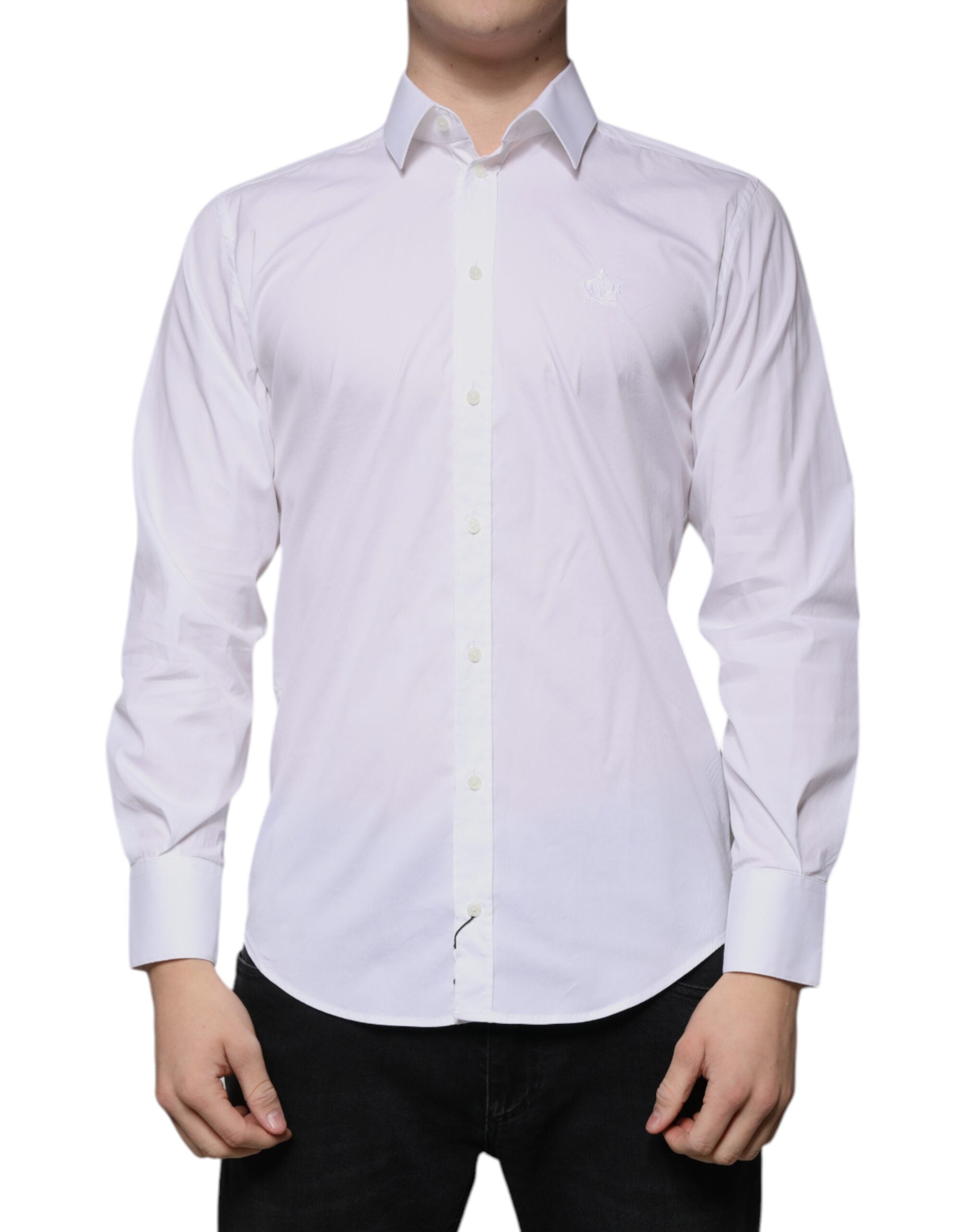 Dolce & Gabbana Beyaz Pamuklu Gömlek MARTINI Slim Fit Erkek